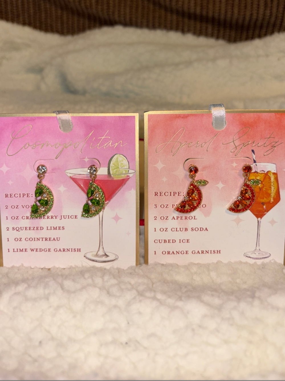 NEW-Lime & Orange Slice-Dangle Earrings-Decorative Cocktail Theme-Colored Stones